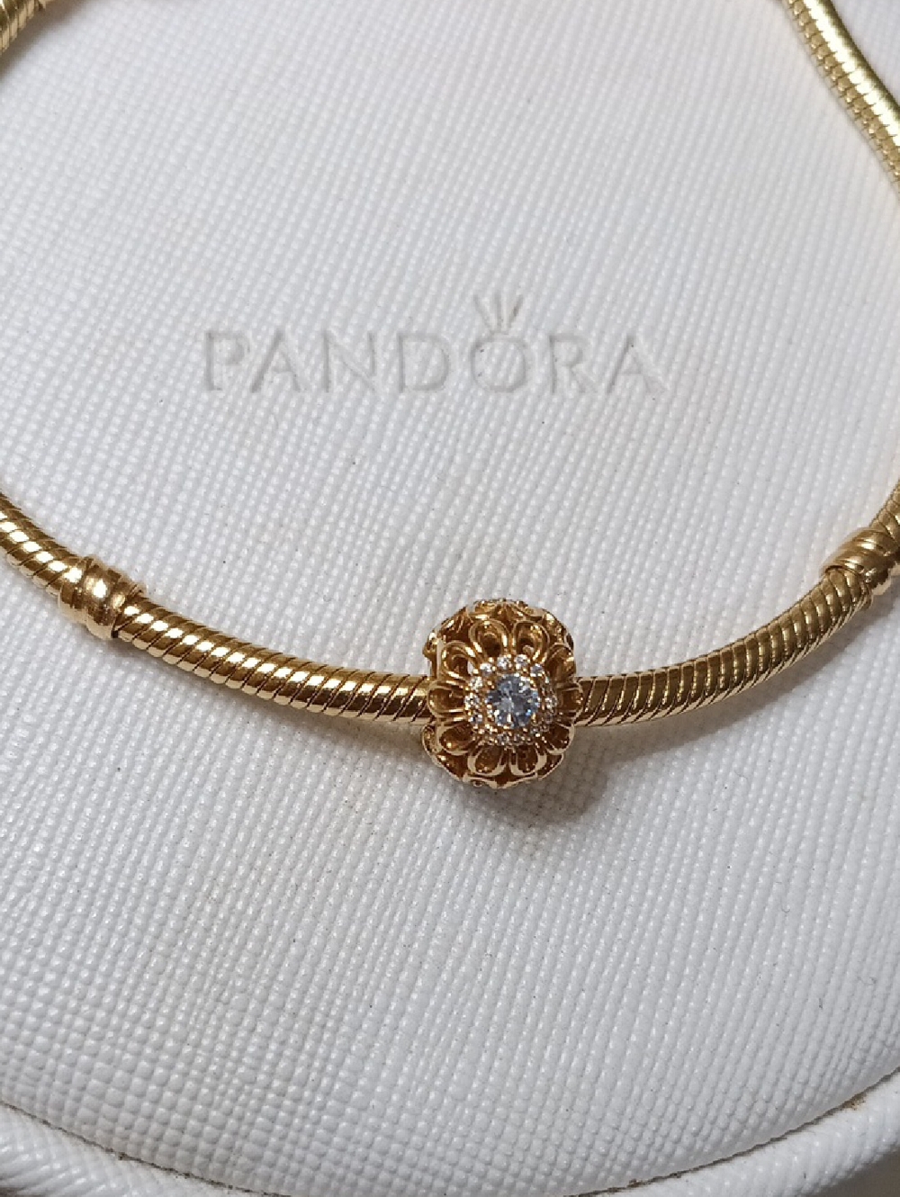 Pandora 14k Gold & Clear CZ Floral Brilliance Charm